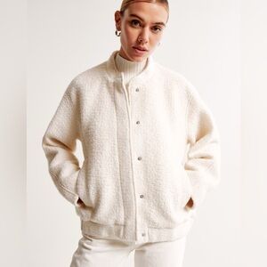 NWT Abercrombie Cream Wool Blend Bomber Jacket - Small